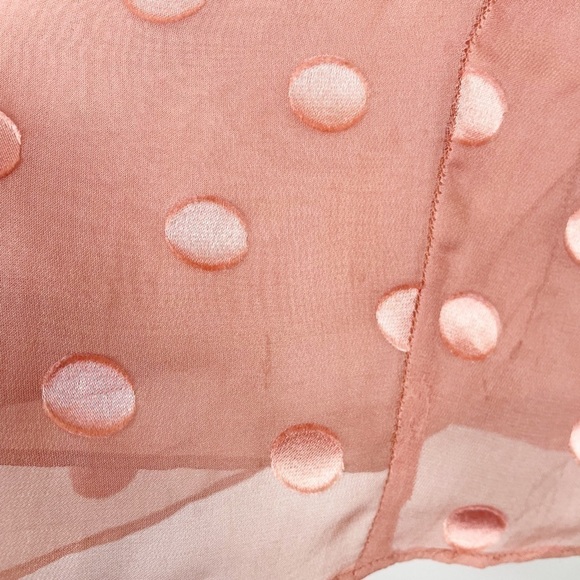 Michelle Mason Polka Dot Plunge Long Sleeve Mini Dress Pink Size 0 Cocktail - Picture 12 of 13